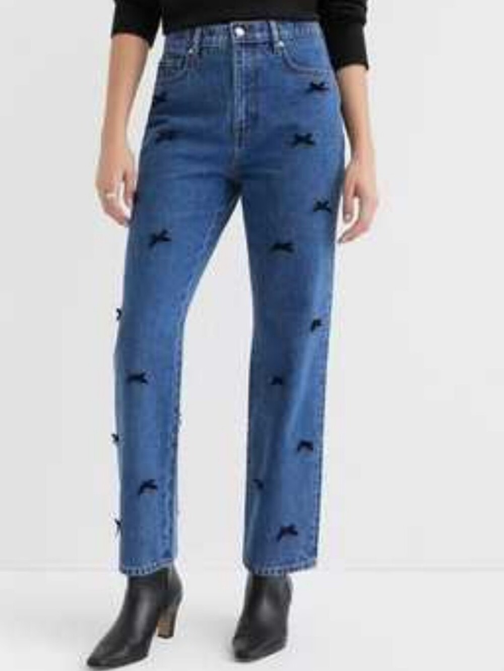 Loft Embroidered Bow Straight-Leg Jeans
